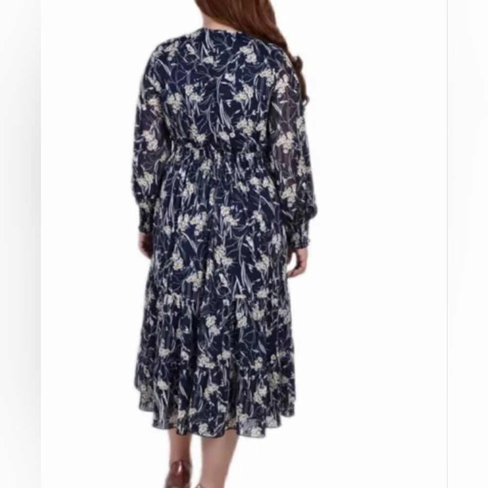 NY Collection Navy Prairie Dress - Picture 2 of 16